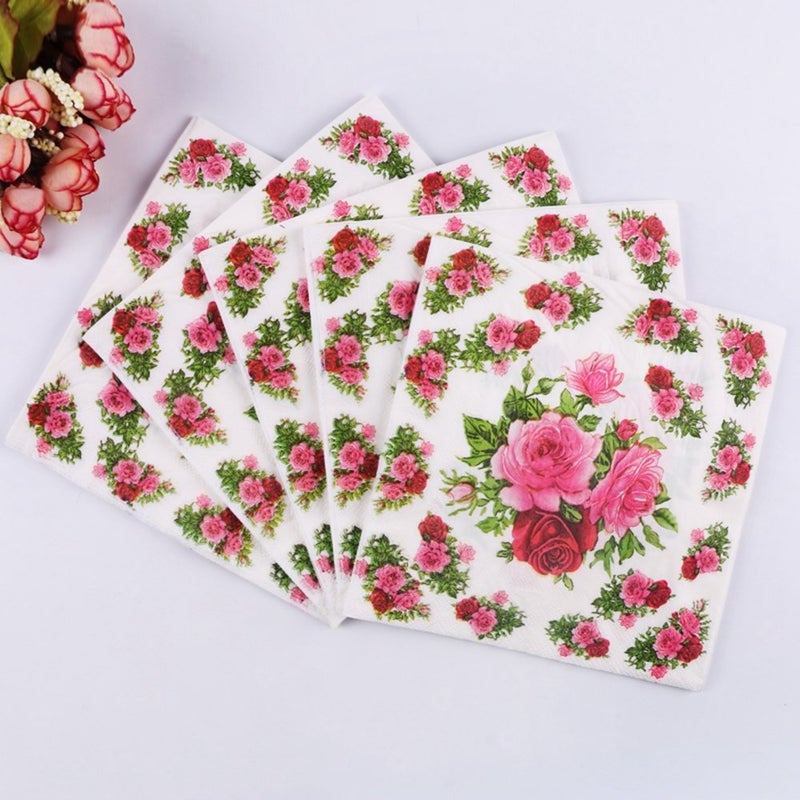 Leimdu Flower Paper Napkins,Luncheon Party Napkins Serviettes 40 Count 2-Ply, 13 x 13 Inch - Image 3
